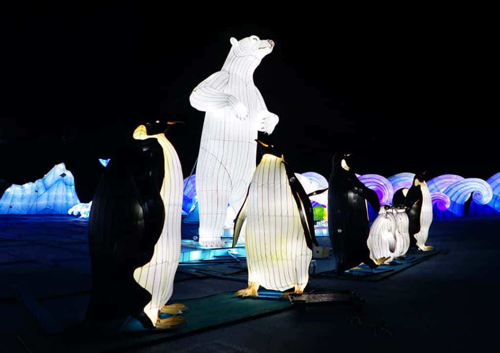 โคมไฟยักษ์ ปลาโลมา เพนกวิน และหมีขั้วโลก ที่ Hakkeijima Sea Paradise